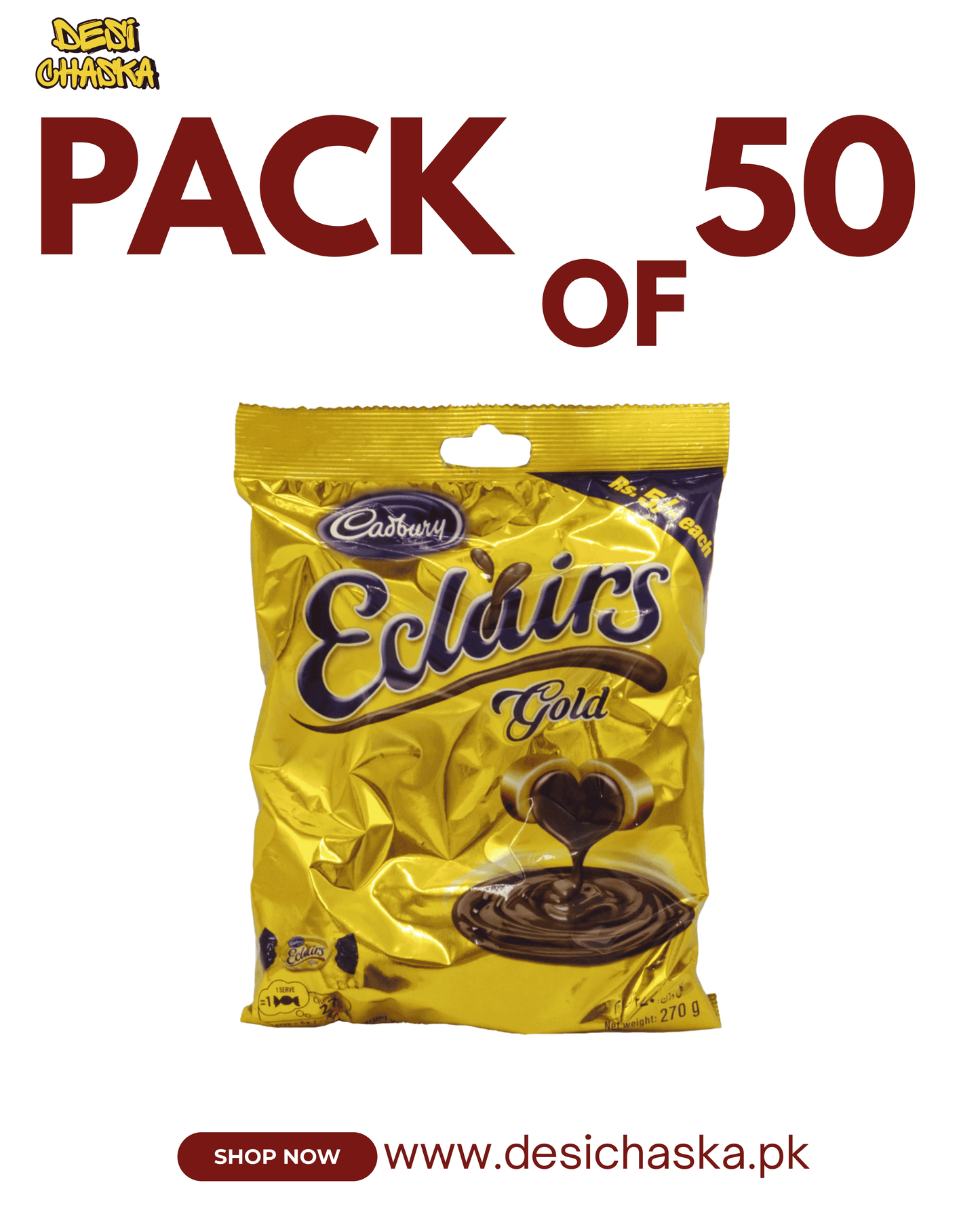 CADBURY ECLAIR GOLD-PACK OF 50