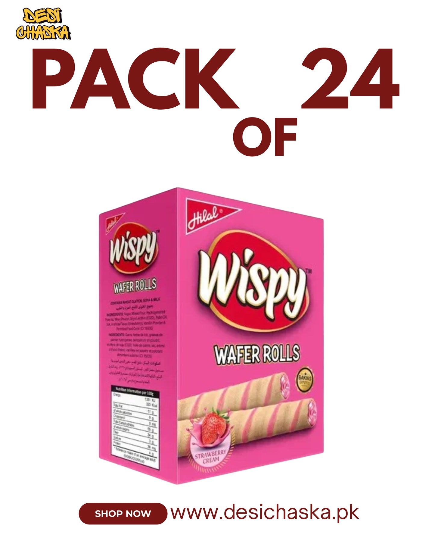 WISPY WAFER - PACK OF 24 ( STRAWBERRY)