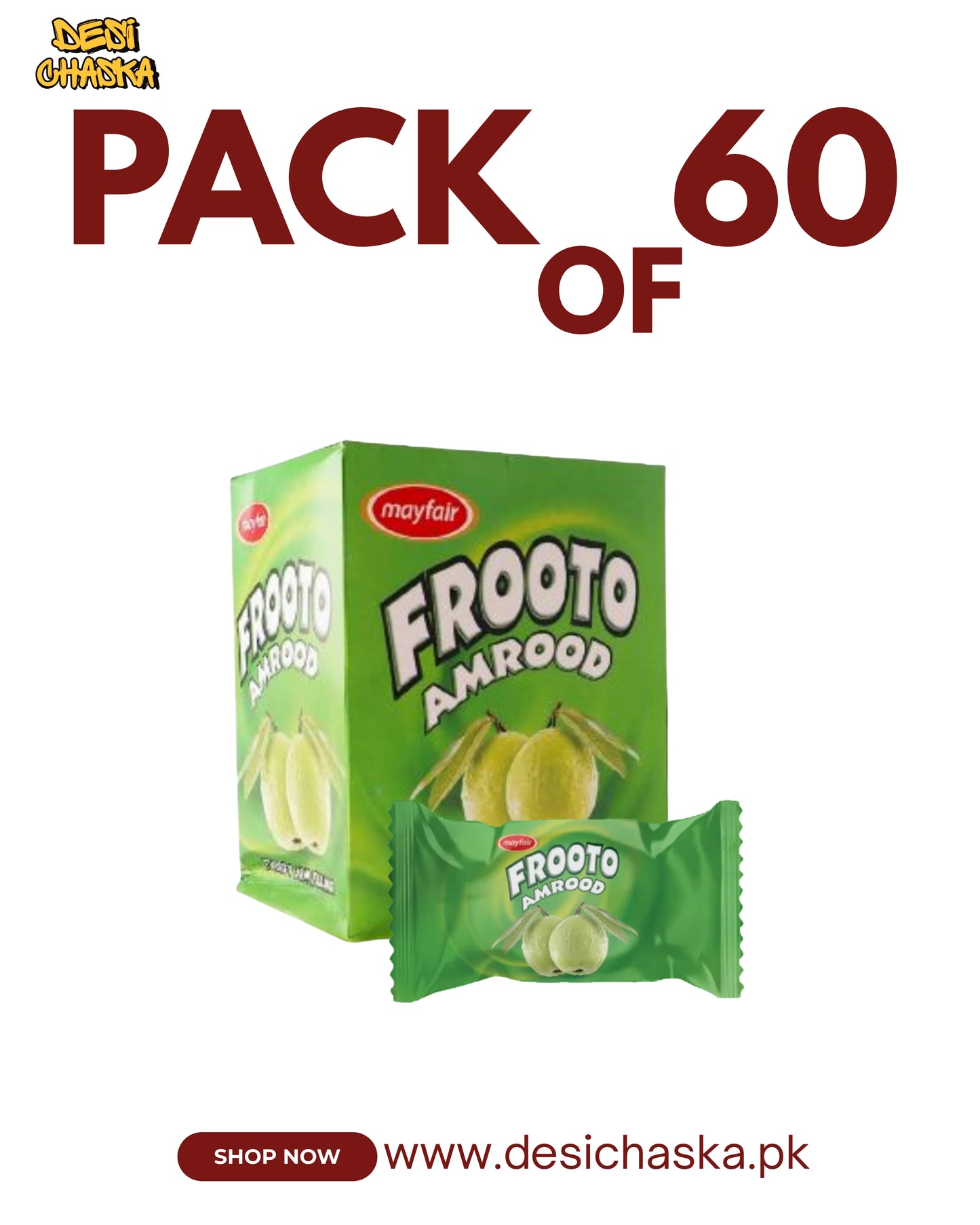 FROOTO AMROOD CANDY - PACK OF 60
